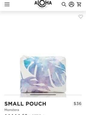 NWT Aloha Collection Small Pouch Monstera Print